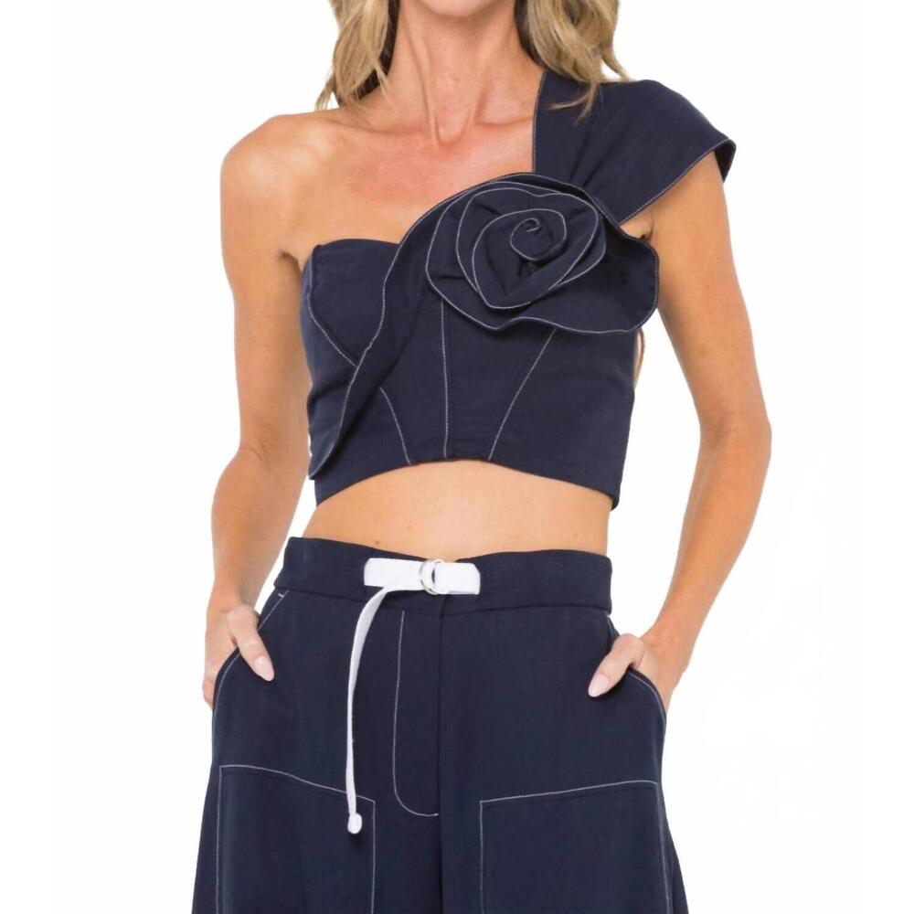 NEW JBQ blaire one shoulder top in navy